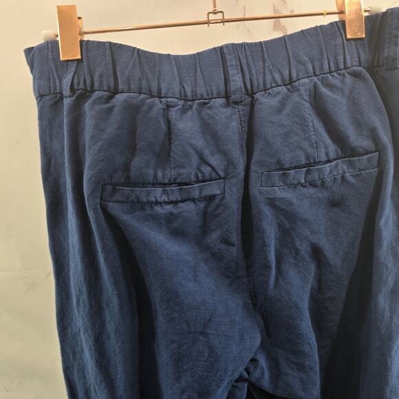 & Other Stories Pants Womens 4 Blue Linen High Rise Straight Leg Pleated - Picture 6 of 13